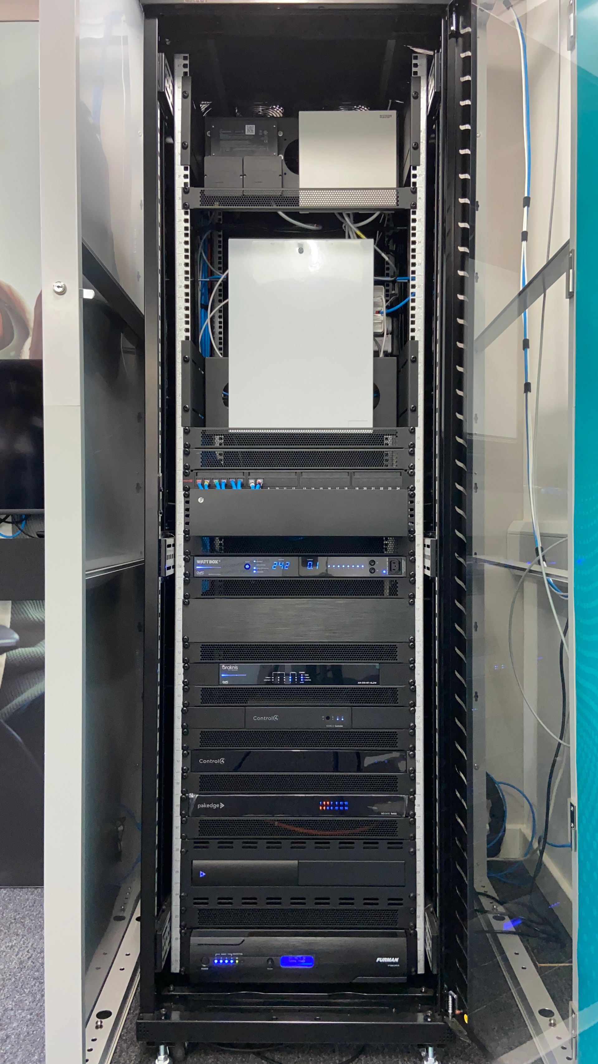 Photograph of front of server rack