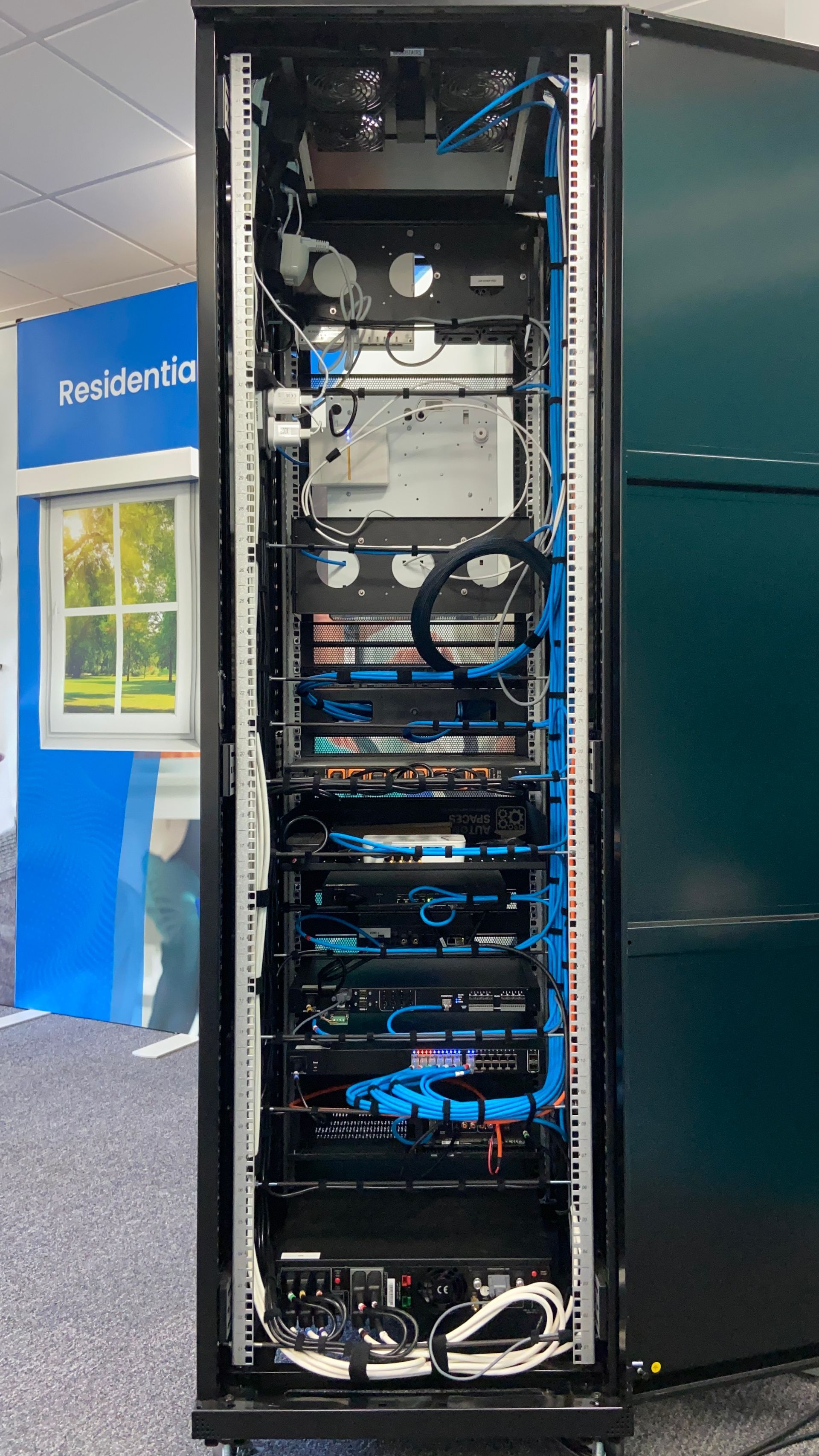 Photograph of rear of server rack