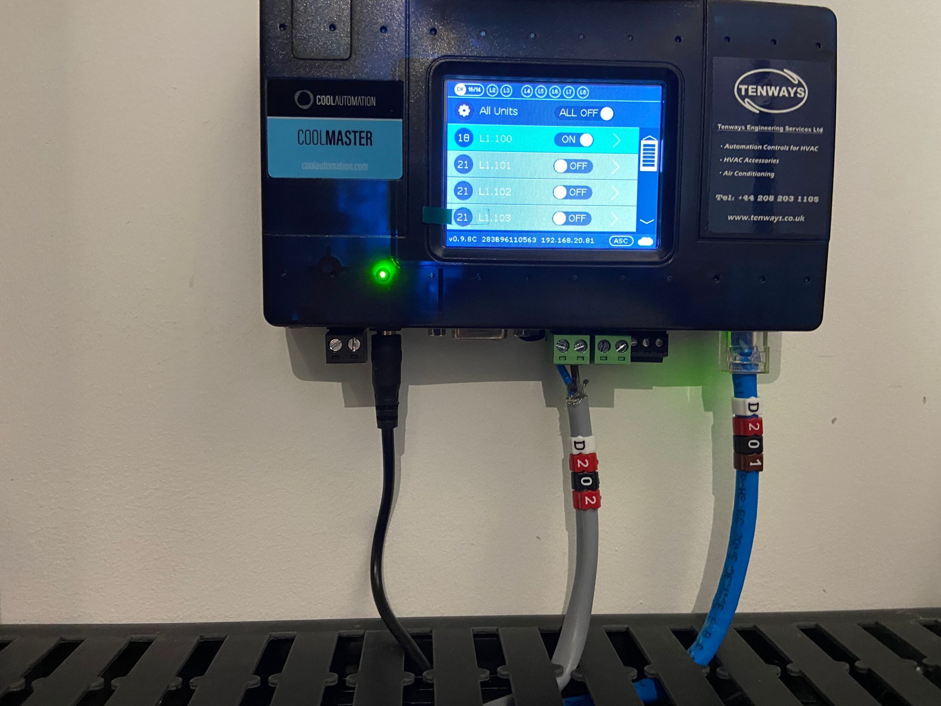 Photo of CoolMaster heating integration system to allow air conditioning system to communicate and integrate with Control4