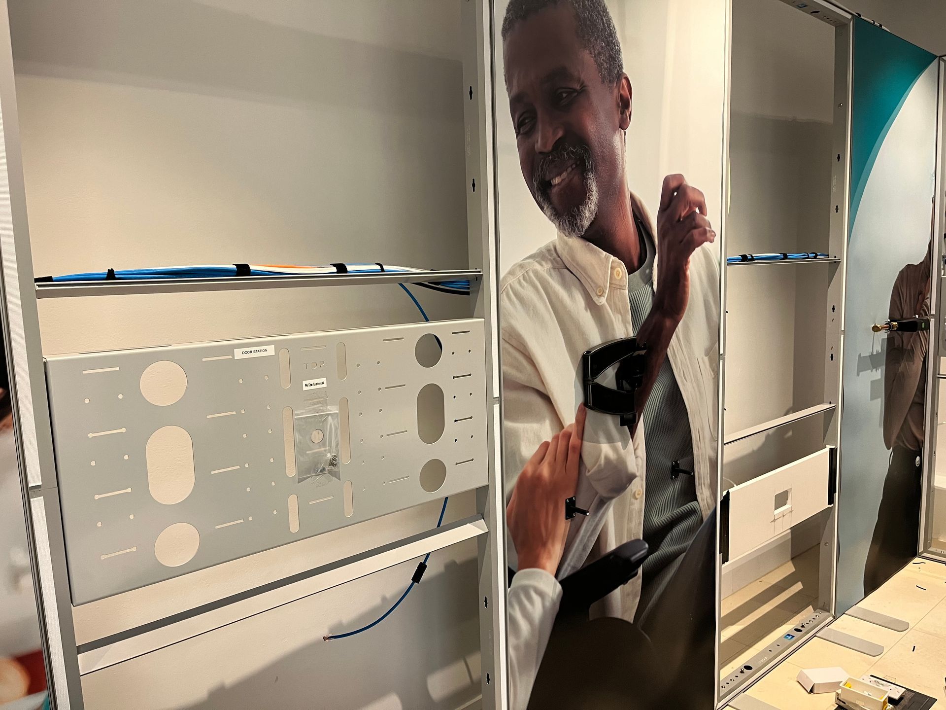 Photograph of mounting the various equipment displayed on the panels
