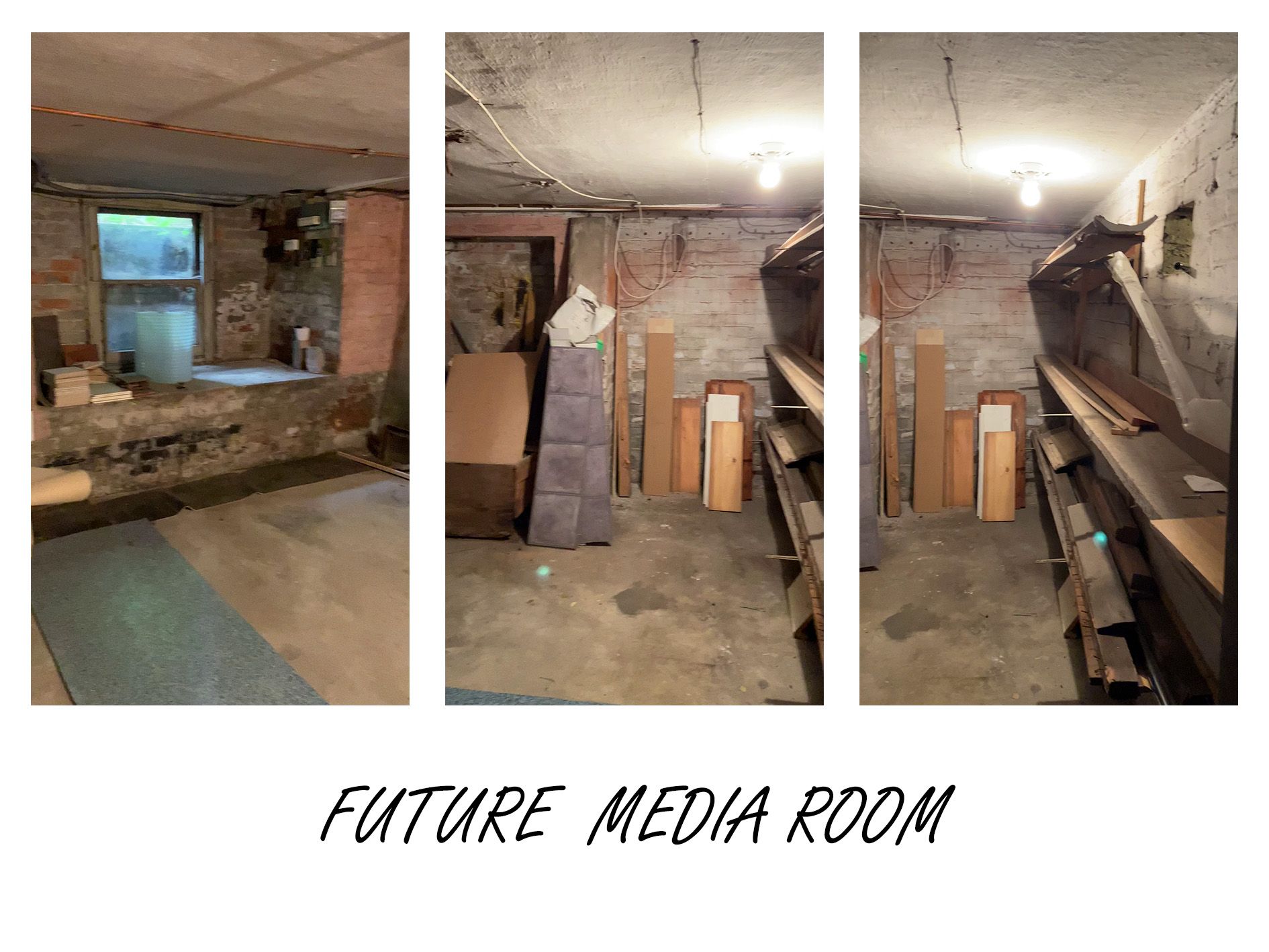 Photograph of a basement room prior to renovation