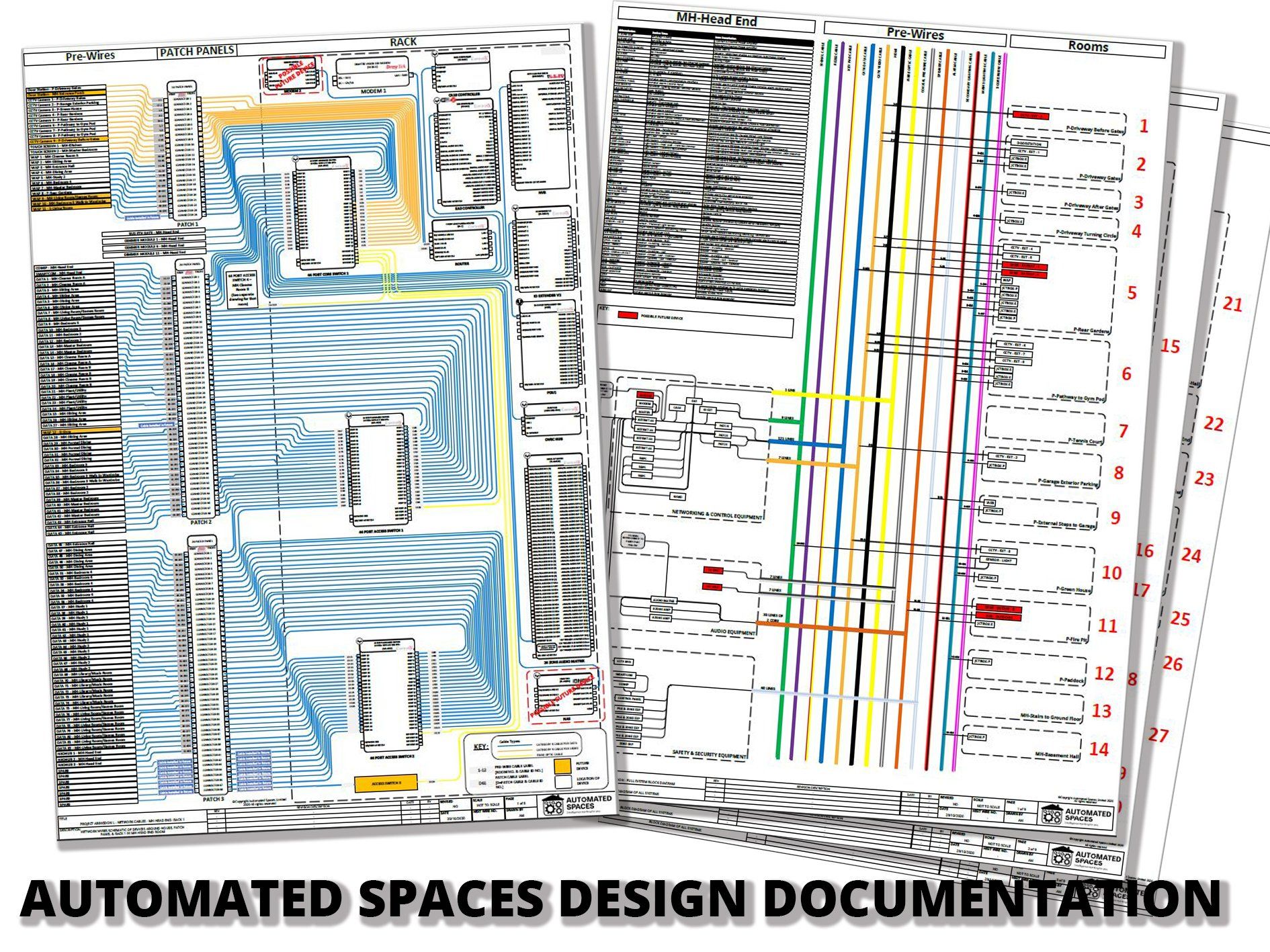 Photograph of some of Automated Spaces design documentation