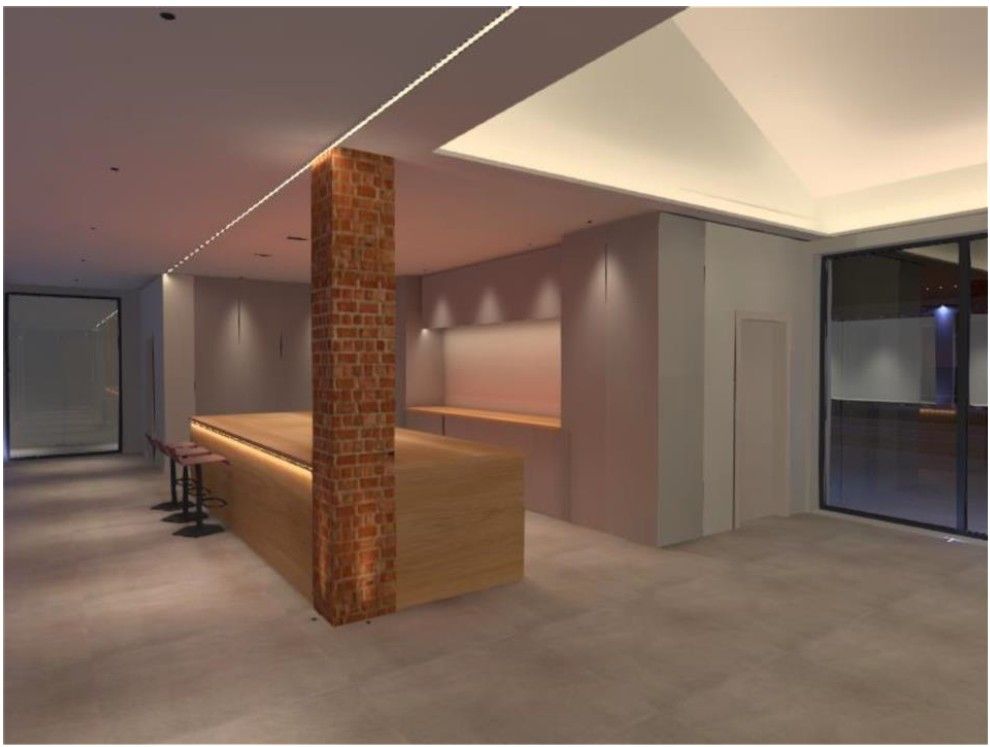 3D graphic showing kitchen