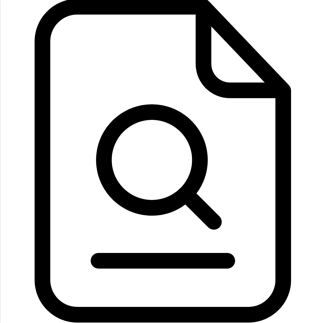 Icon of a paper with magnifying glass on it