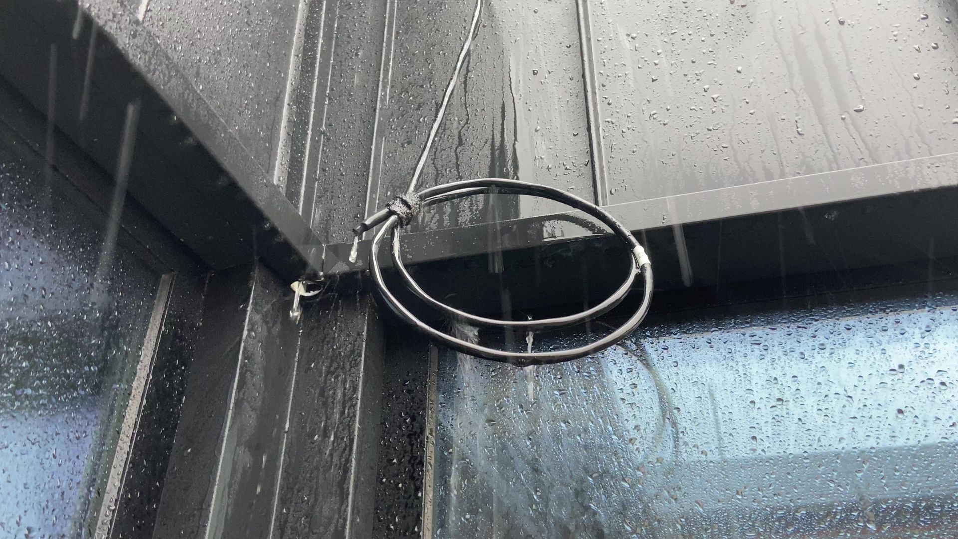 Photo of rain water soaking cables