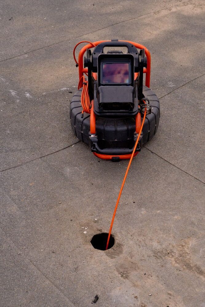 A Drain Camera Is Sitting On The Ground Next To A Hole In The Ground — DAVMAC Plumbing in Wauchope, NSW