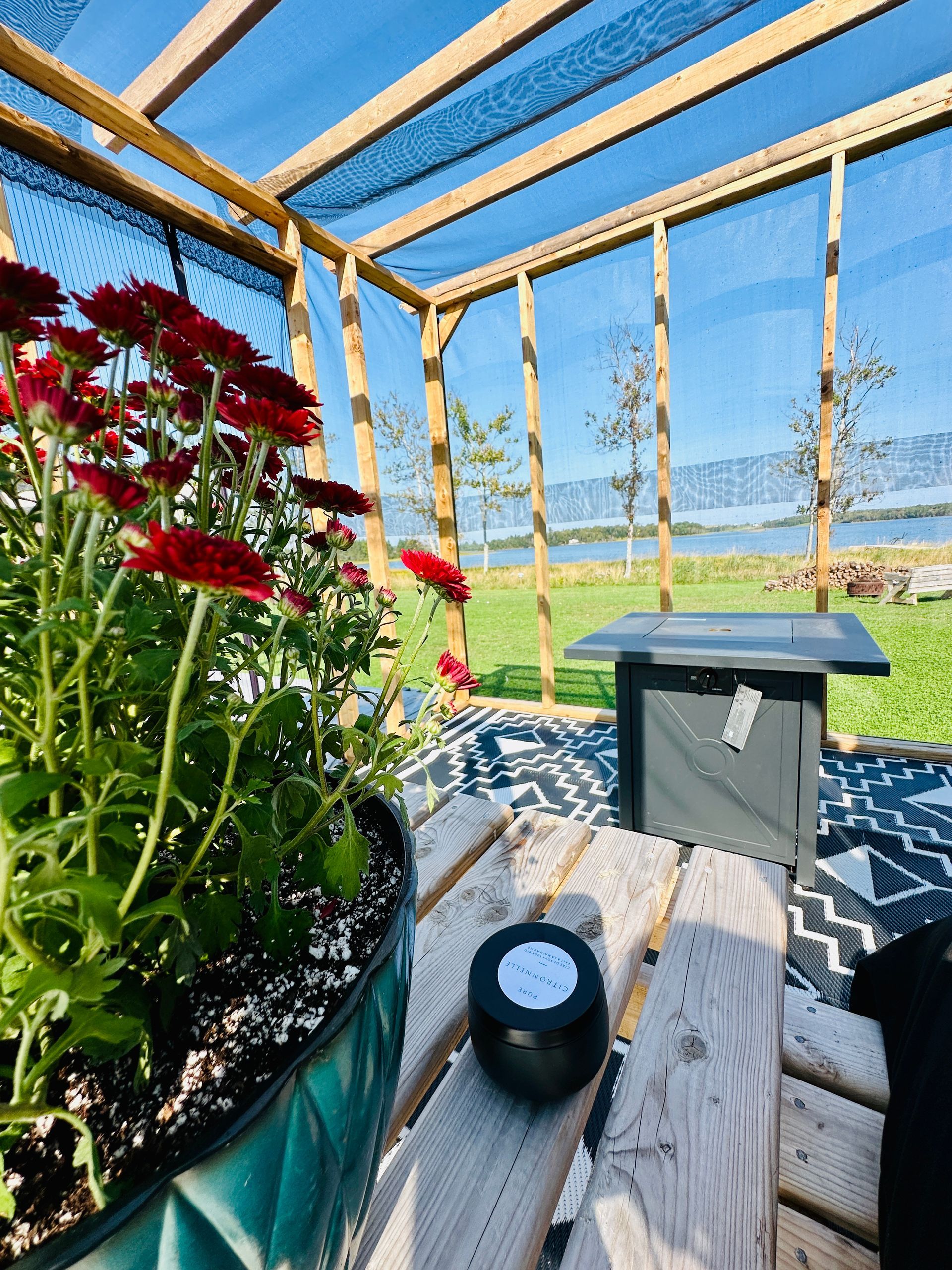 Gazebo with Fire Table and Waterfront Views