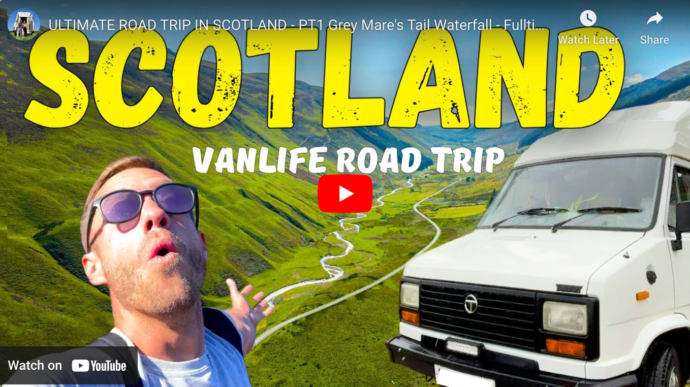 ultimate road trip in scotland grey mares tail waterfall youtube thumbnail