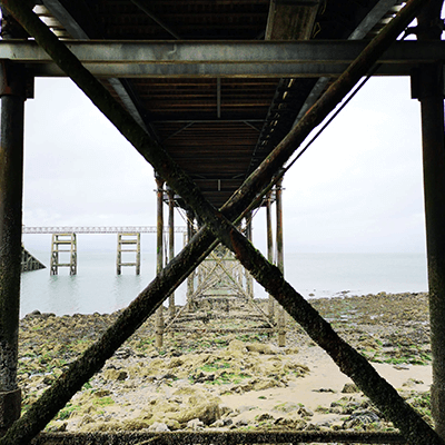 Underneath Mumbles Pier.