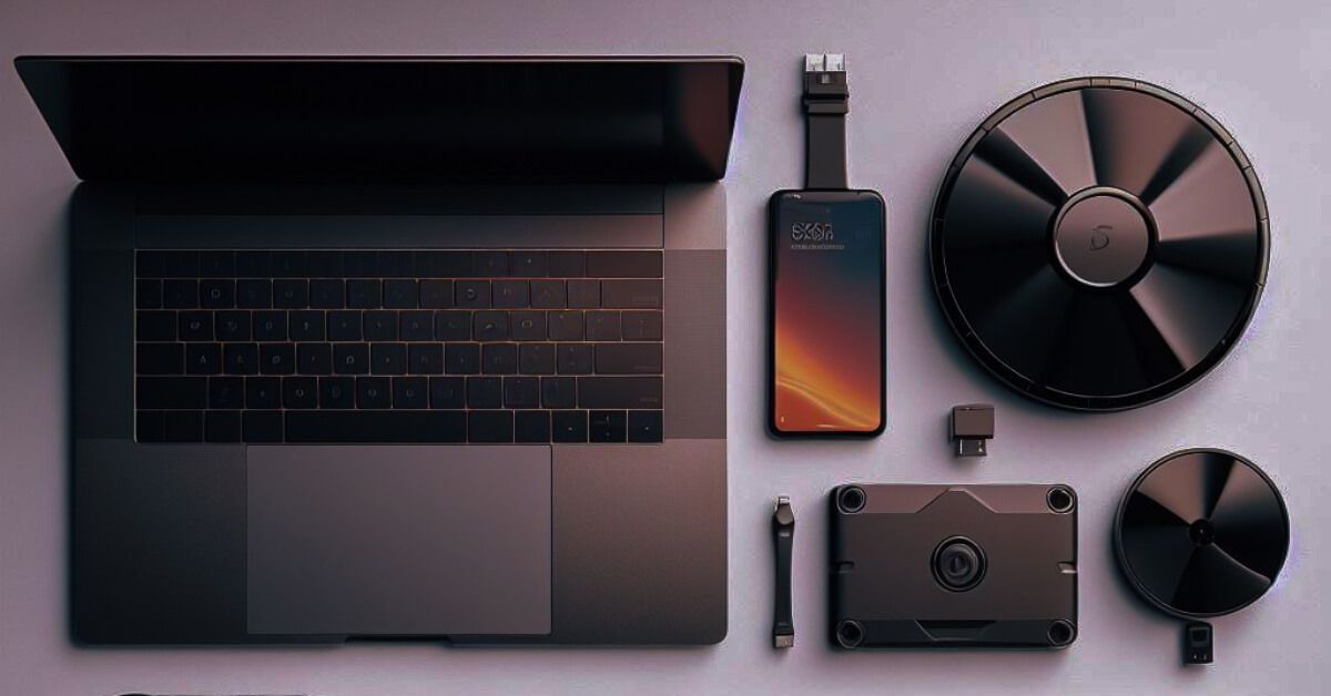 laptop and a phone on table