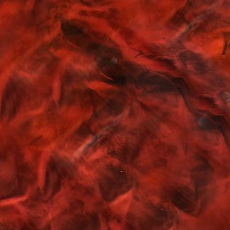 A close up of a red and black painting on a wall.