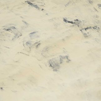 A close up of a white marble counter top with black spots.