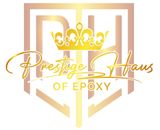 A black and white logo for Prestige Haus of Epoxy.
