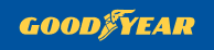Goodyear logo on a blue background. Yellow text. A winged foot is in place of the “O.” | Bloomfield Garage