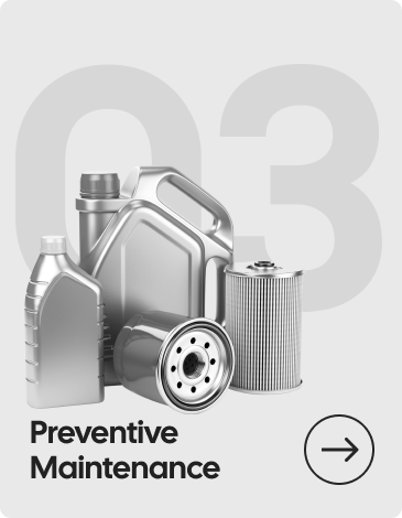 Car maintenance supplies with a "Preventive Maintenance" caption and an arrow. | Bloomfield Garage