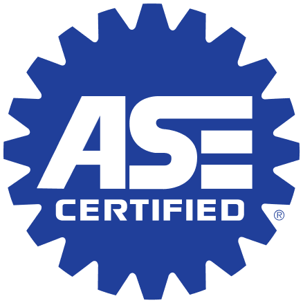 Blue ASE Certified logo within a gear shape. | Bloomfield Garage
