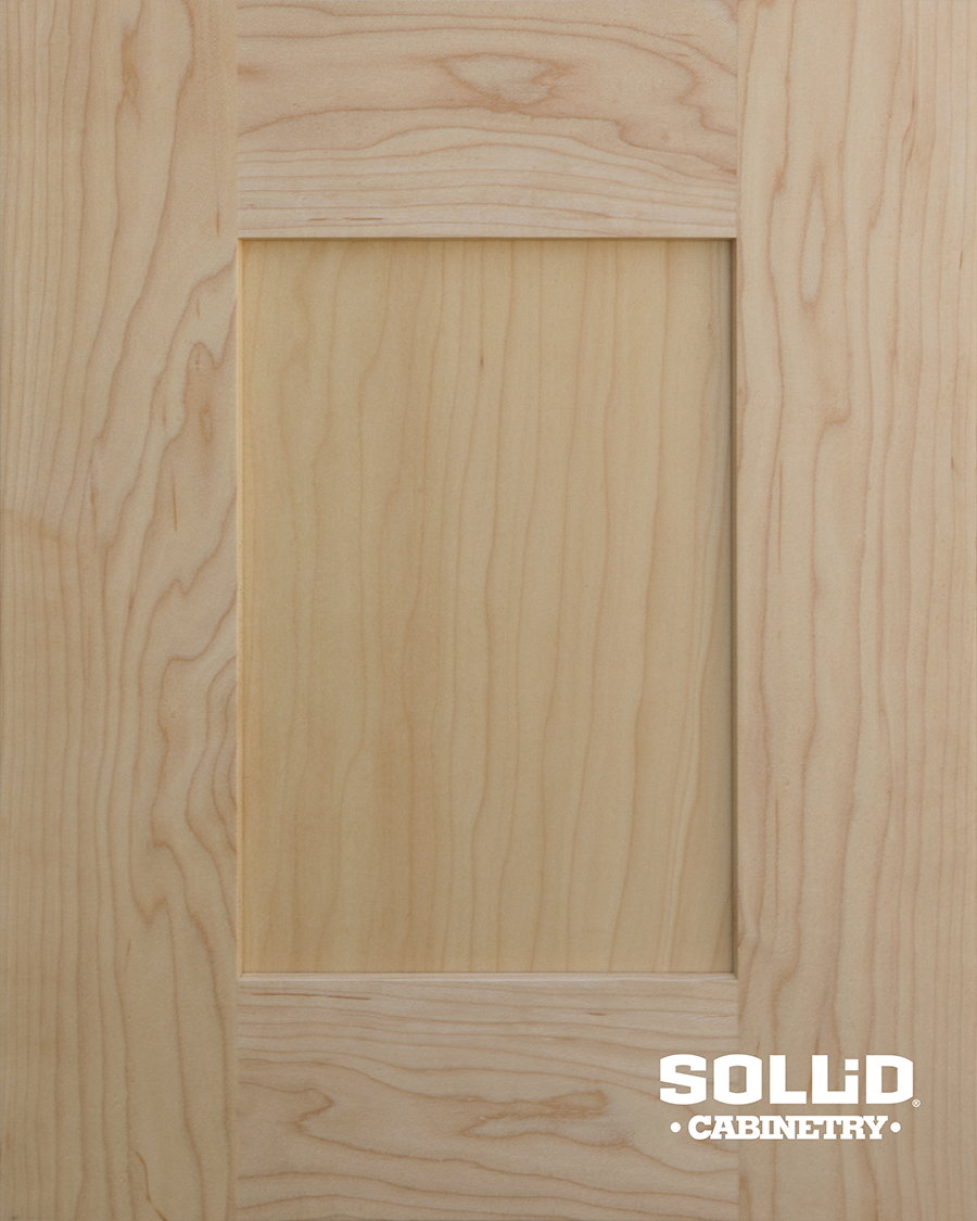 A solid cabinetry door made of maple wood