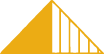 A yellow triangle with white stripes on a white background.