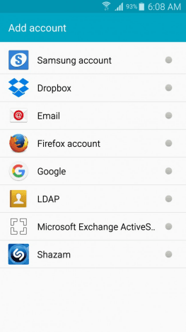 Android Add Account Type