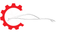 Red gear shape with a car silhouette. Red gear shape with a car silhouette.