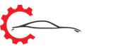 Red gear and car silhouette logo. Red gear and car silhouette logo.