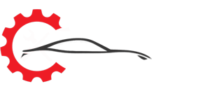 Red gear framing a black car silhouette. Red gear framing a black car silhouette.