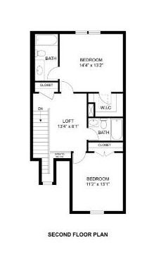 A black and white floor plan of a second floor