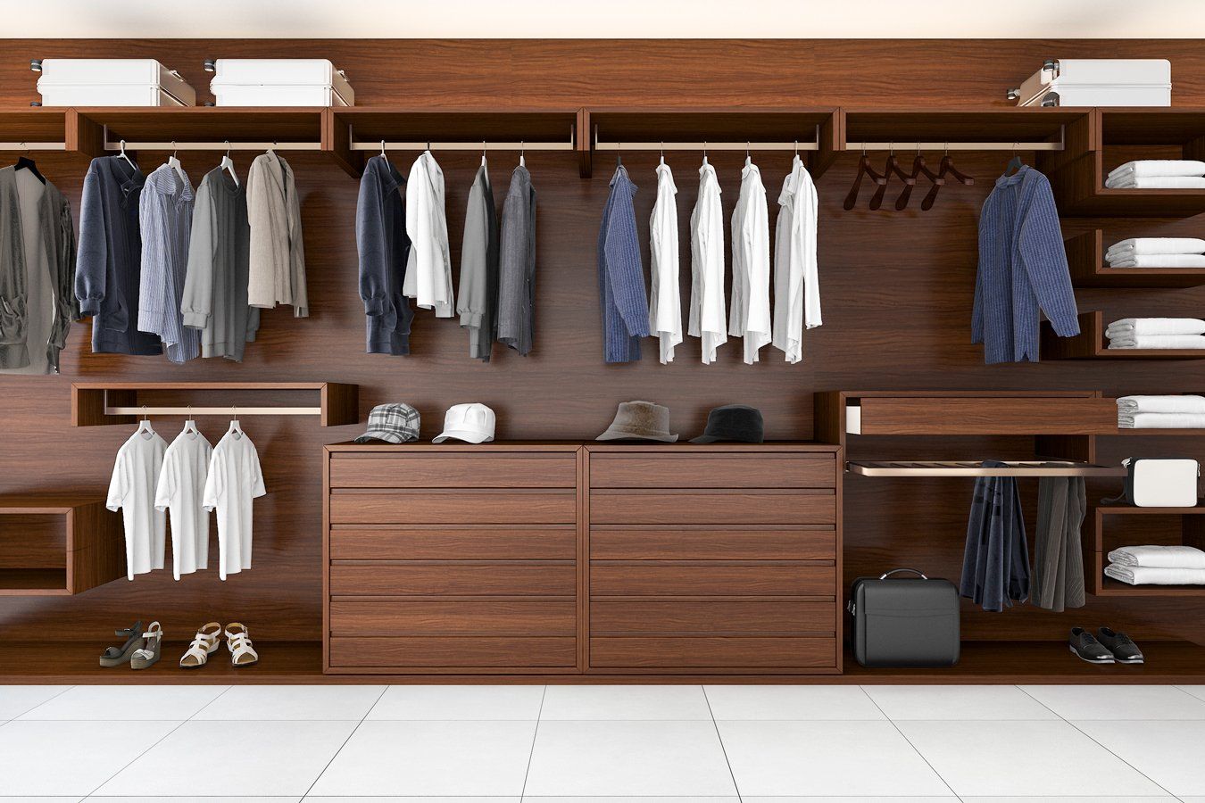 Wood Horizontal Wardrobe and Walk in Closet