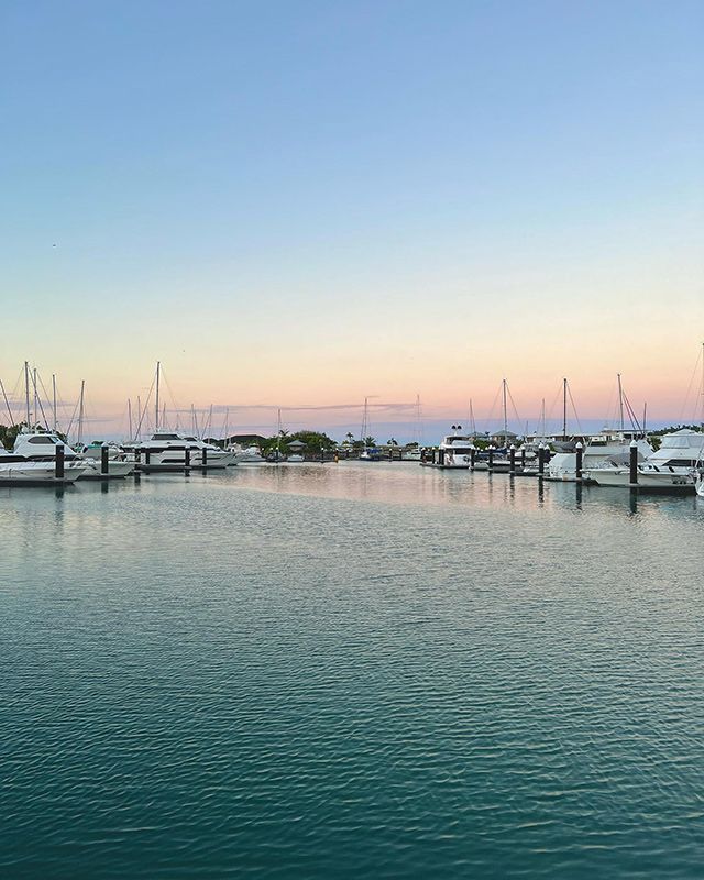 Serene Sunset View of Boats in the Marina — Mediterranean Food in Airlie Beach, QLD