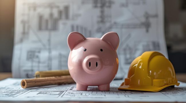 Plumber working on a sink with a toolbox. Carthage Hardware logo and 