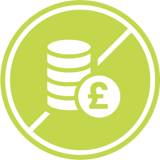 A wrench and hammer crossed over each other on a white background.