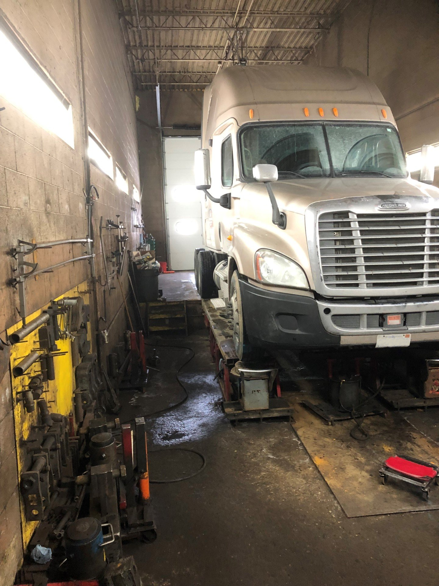 White Truck Under Repair — Grand Rapids, MI — AB Spring Service Inc