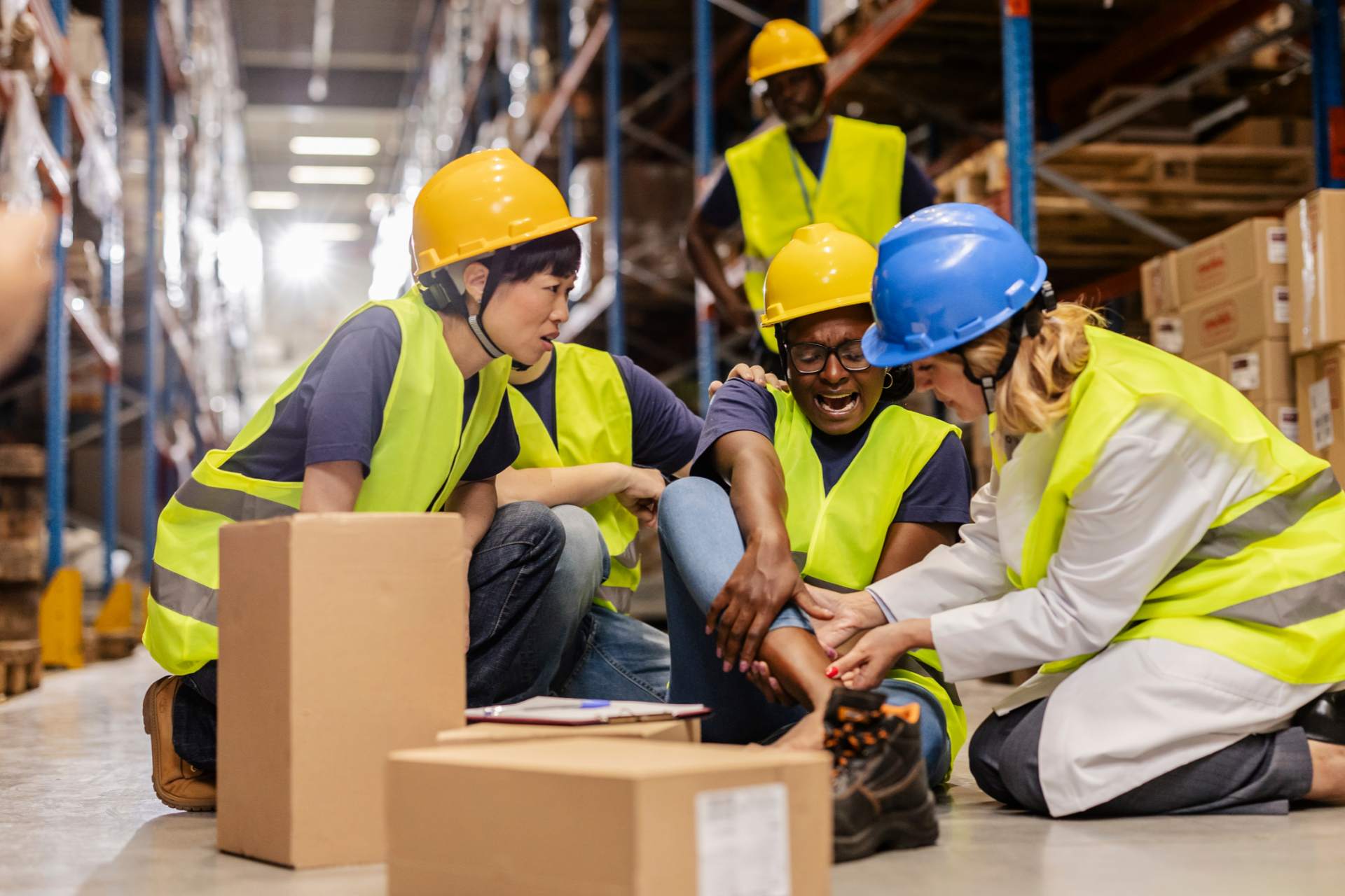 Red car with severe damage to the rear, loaded on a tow truck.