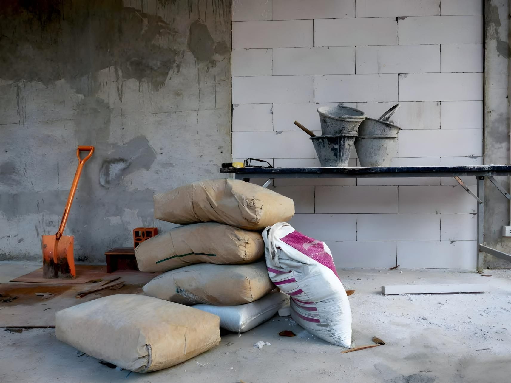 Bags of Cement Are Stacked on Top of Each Other on a Construction Site — Hothams In Bathurst, NSW