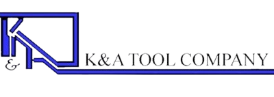 A blue and white logo for k & a tool company