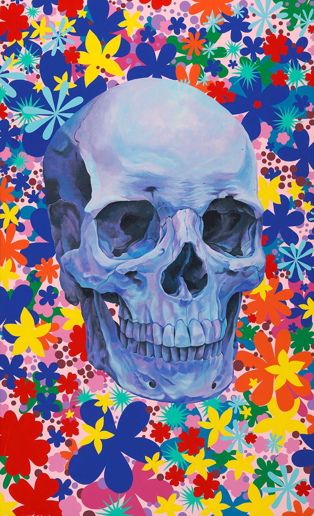 art, painting, donatella azygous, comissioned art, los angeles, female artist, skull, skull art