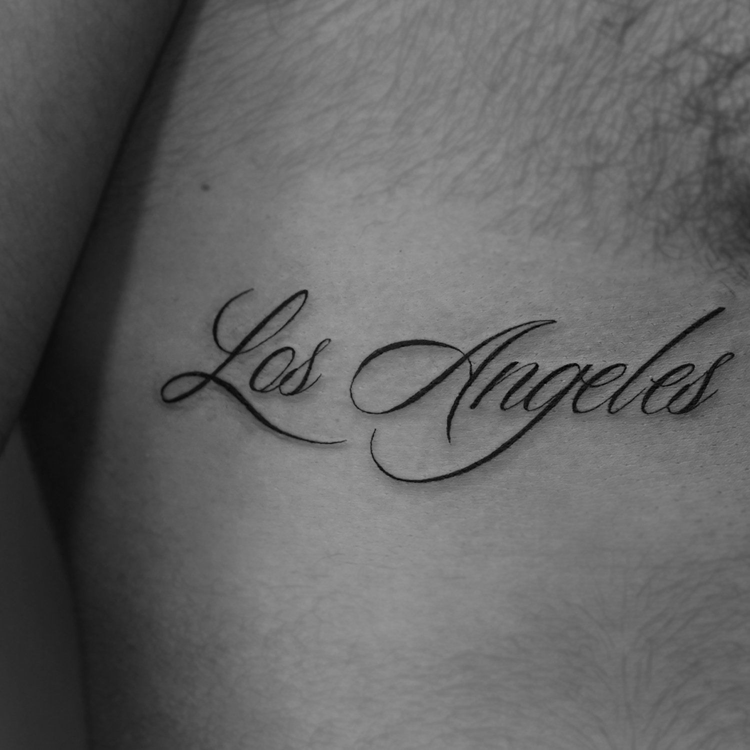 single needle tattoo, tattoo, fine line, black and grey, los angeles, female artist, donatella azygous, lettering tattoo, cursive lettering