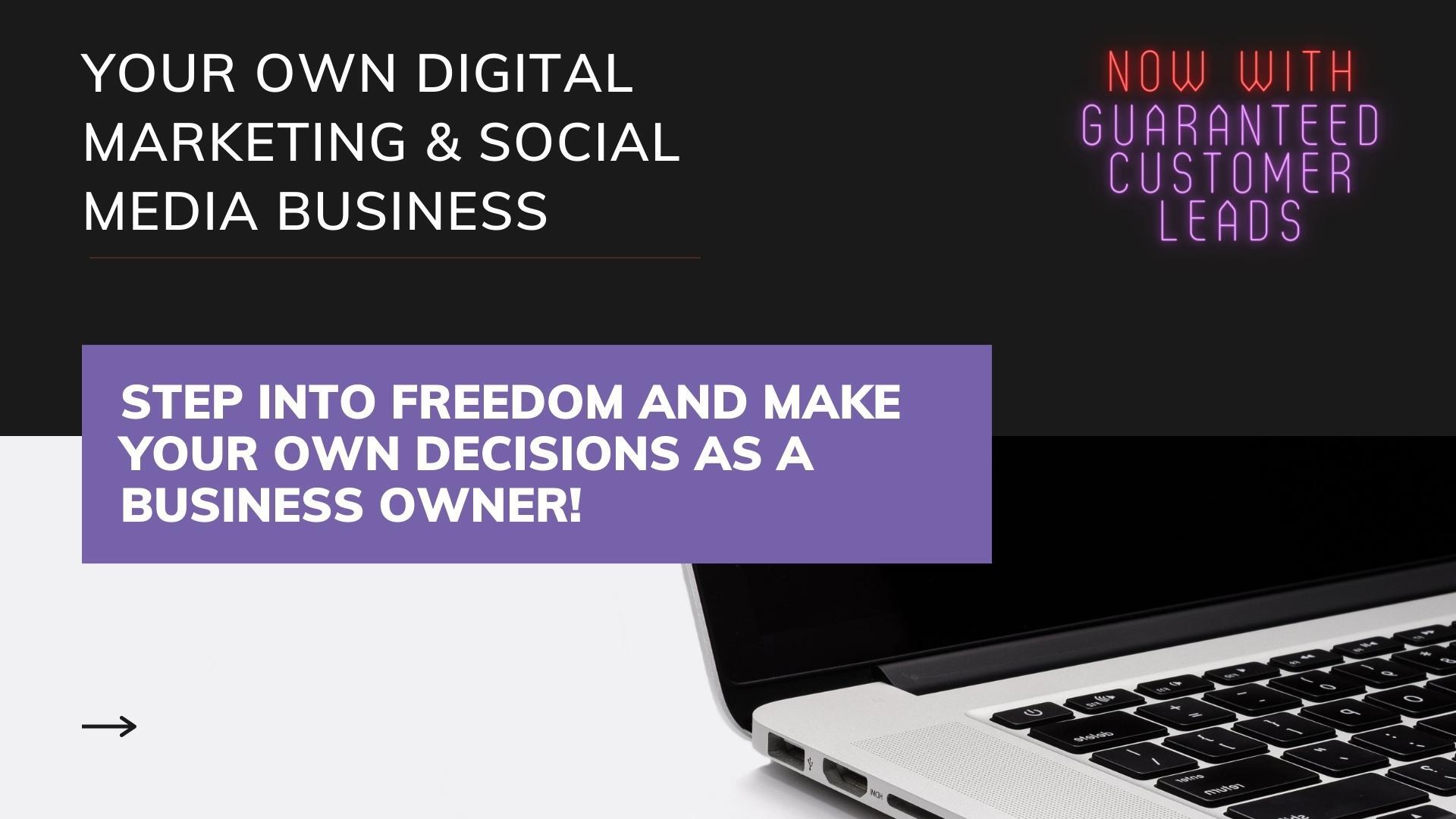 An advertisement for your own digital marketing and social media business