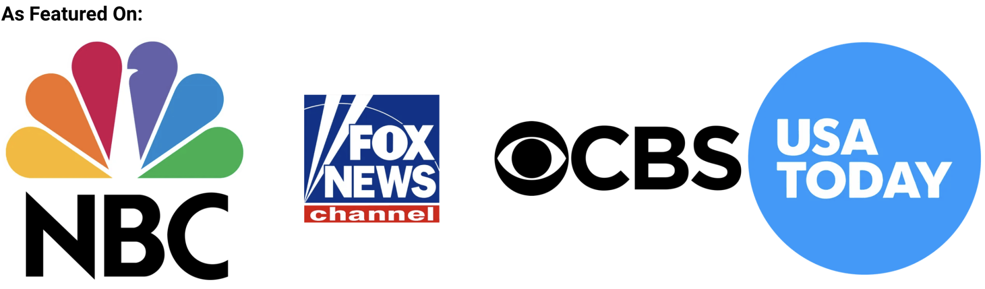 Logos for nbc fox news and usa today are shown