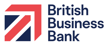 The logo for the british business bank is red , white and blue.