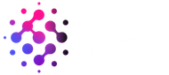 A purple and blue logo with dots on a white background.