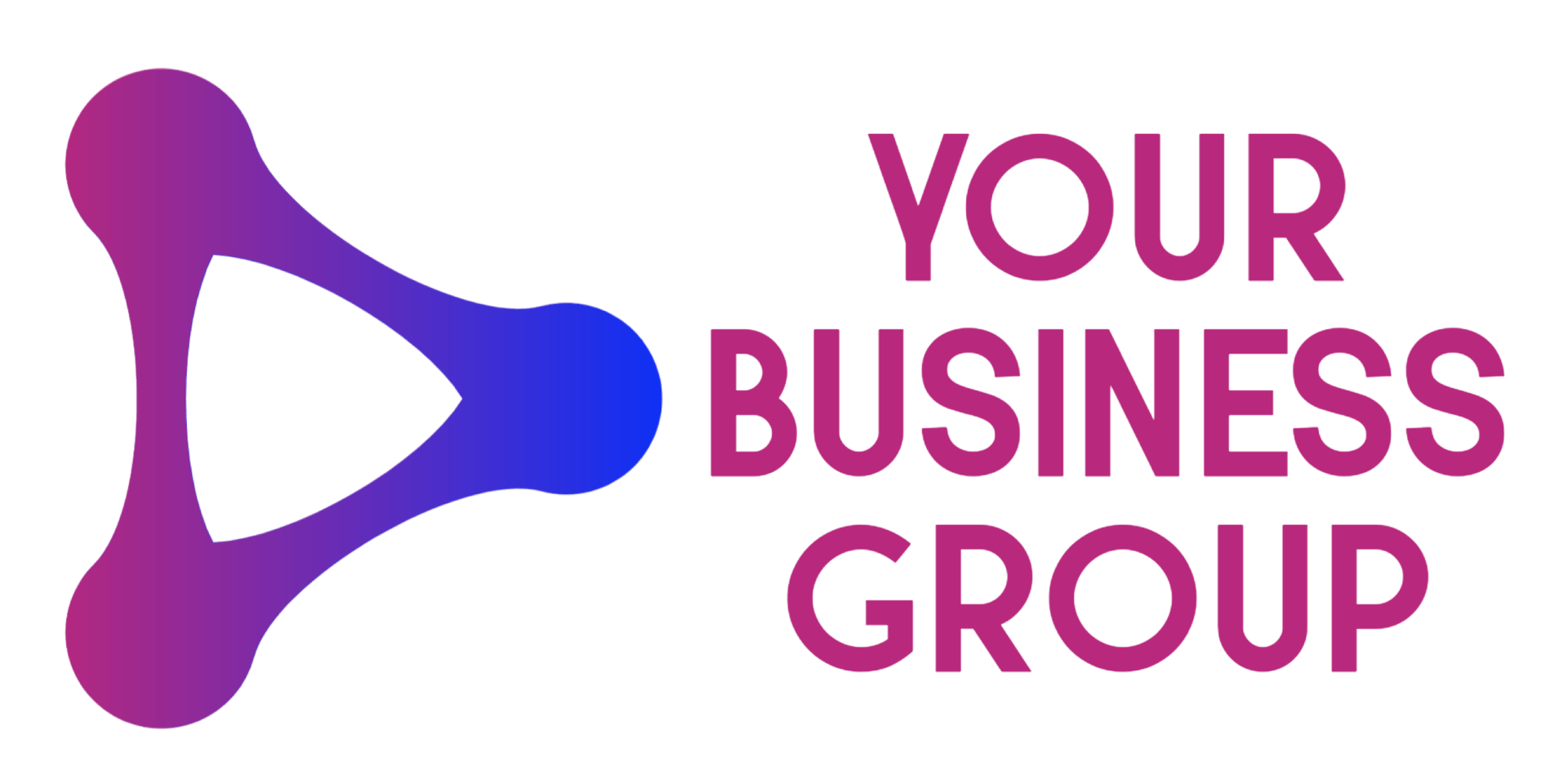 The logo for your business group is purple and blue and says `` your business group ''.