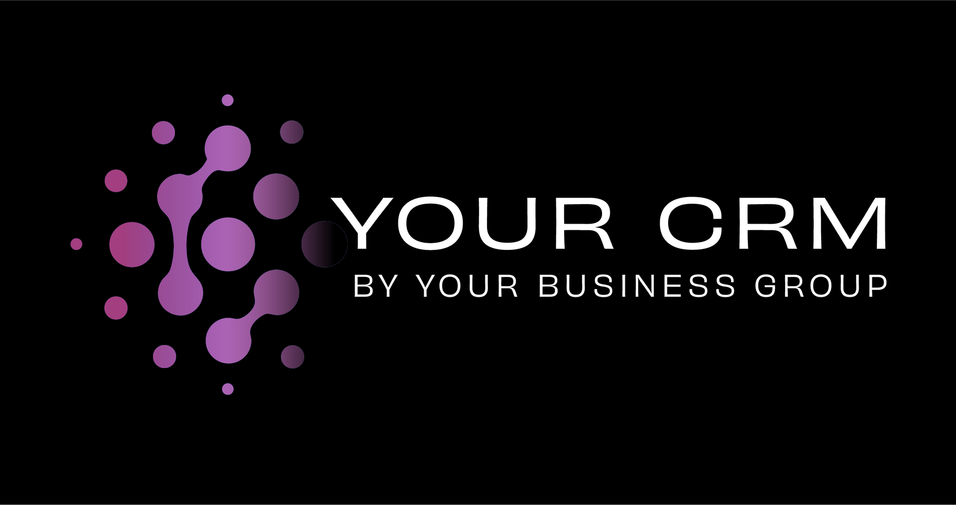 A logo for a company called your crm with purple dots on a black background.