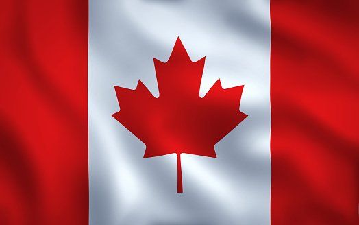 A canadian flag with a maple leaf on it
