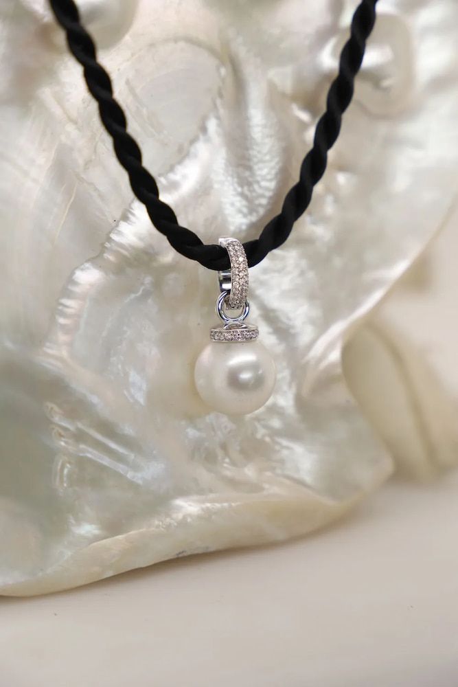 White Pearl Pendant Necklace on a Black Cord — Chris Williams Retail & Manufacturing Jewellers in Wanguri, NT
