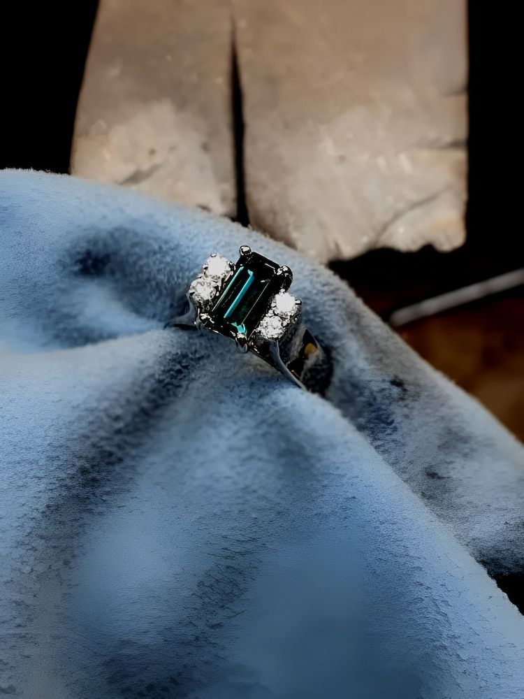 Emerald-cut Teal Gemstone Ring — Chris Williams Retail & Manufacturing Jewellers in Wanguri, NT