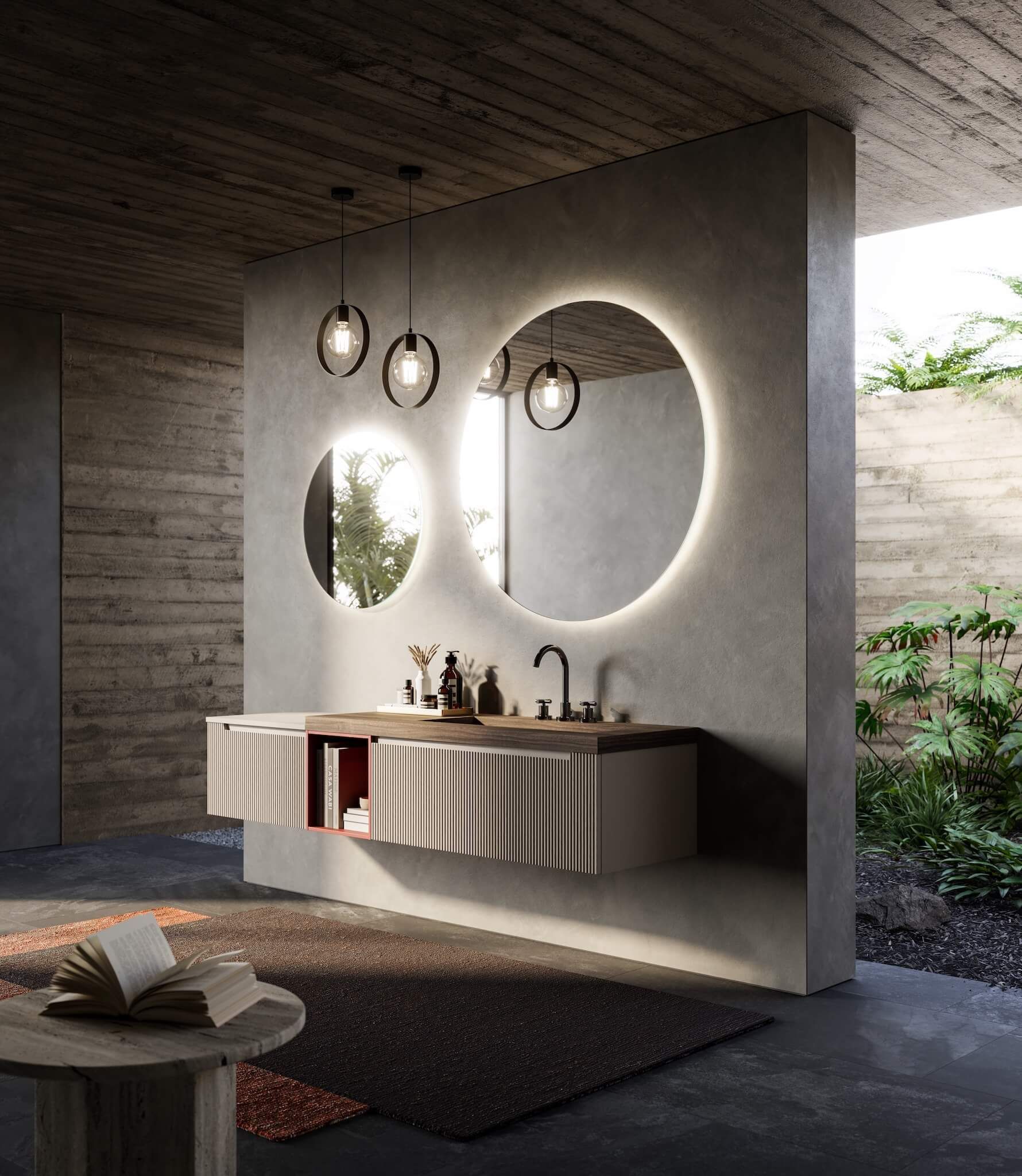 Un bagno arredato con sanitari di design