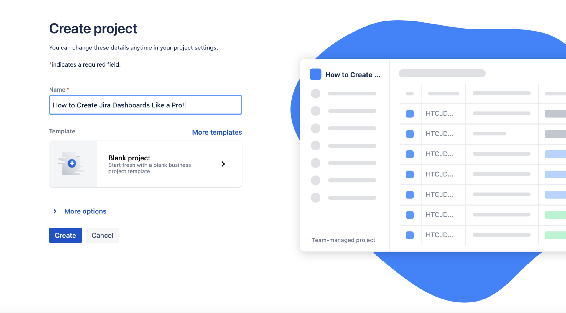 how to create a new project in jira