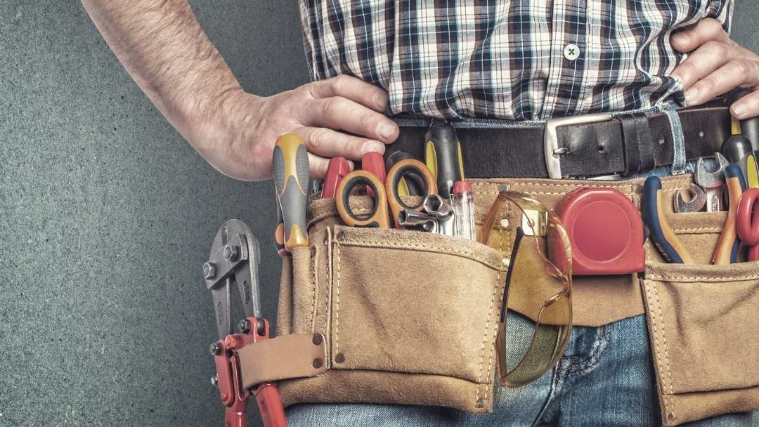 Handyman wearing his tool belt