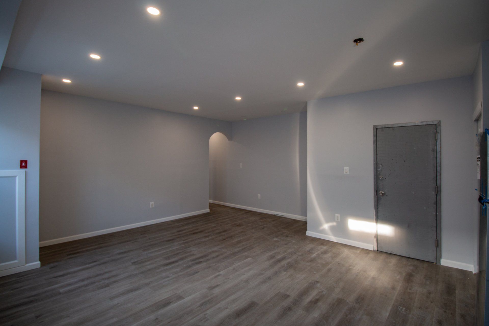 Updated unit with grey flooring